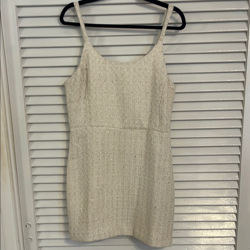 Mango Cream Sheath Mini Dress for Wedding Guest
